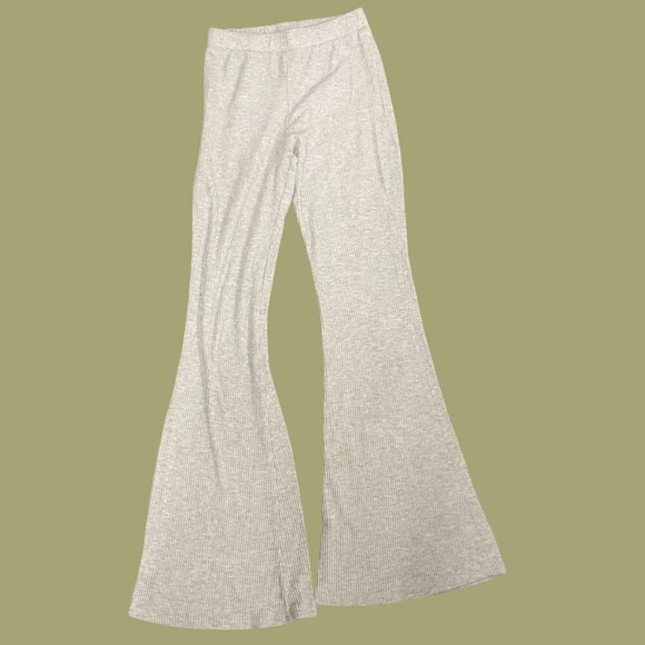 Forever 21 Women’s Grey Ribbed Flare Pants – XS High Waist Lounge Streetwear - Picture 3 of 7